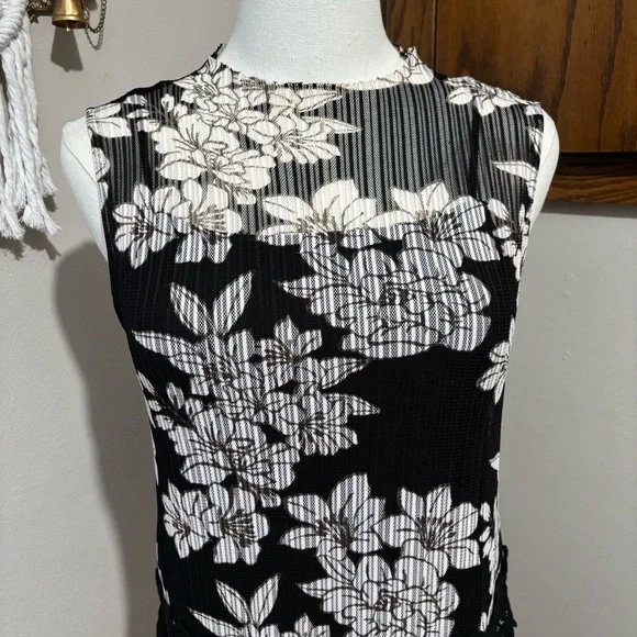 Moon River Drop Waist MIDI Dress Size XS Black NWT Floral Lace Sleeveless - Picture 3 of 10